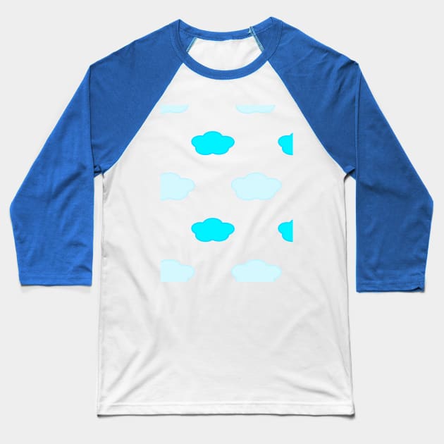 Fluffy Cloud Pattern in Blue Baseball T-Shirt by Kelly Gigi